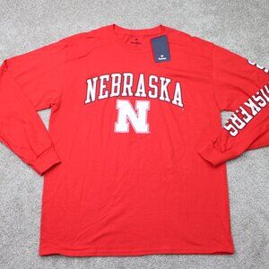 Nebraska Cornhuskers Shirt NWT Mens Large Red Fanatics Cotton Long Sleeve Tee